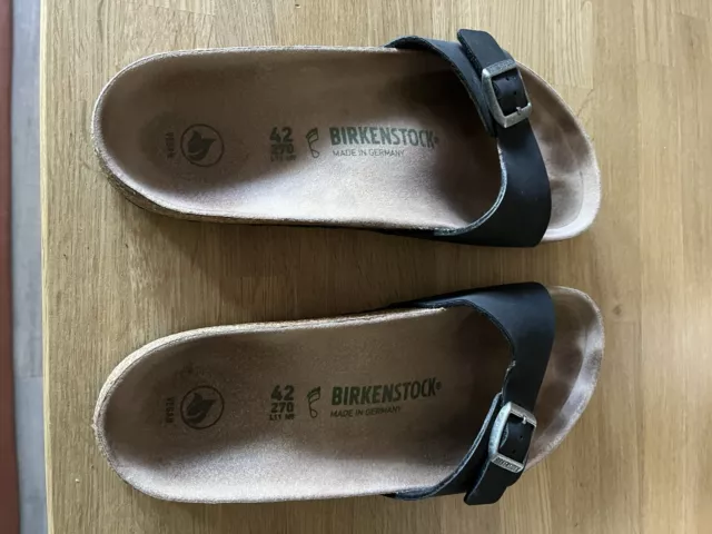 Birkenstock Madrid Regular Fit Birko-Flor Black  Sandals UK Size 8/42