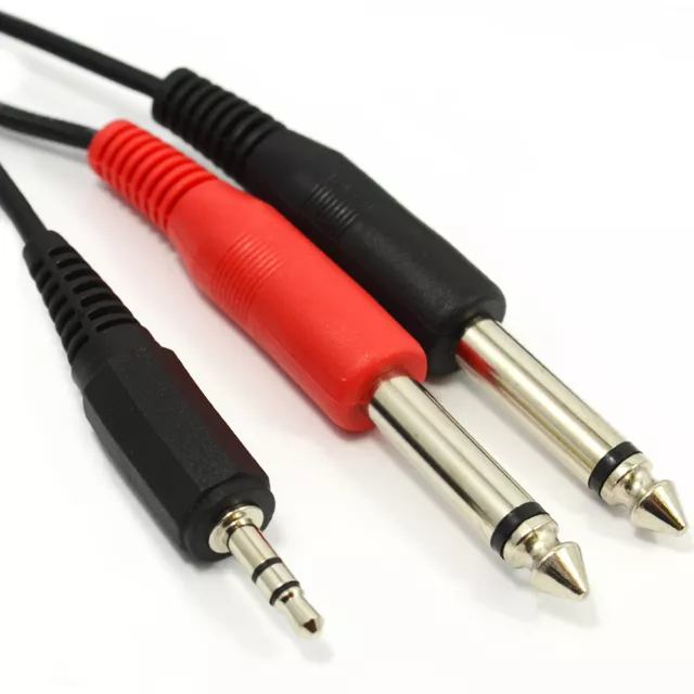 2m 3.5mm Stereo Stecker Zu 2x 6.35mm Groß Jack Links / Rechts Mono Klinken Kabel