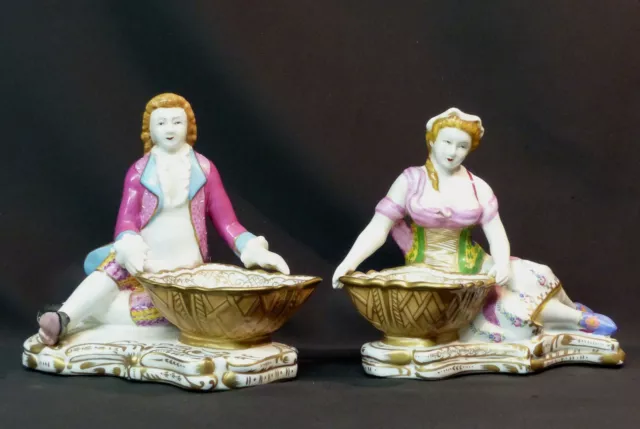 C paire figurines porcelaine personnages romantiques 1,6kg20cm saxe groupe 3