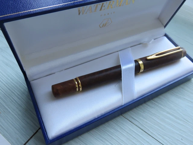 Stylo Plume Waterman MAN 100 En Bois D'olivier - Plume Or 18K Oblique Gauche - Occasion De Prestige