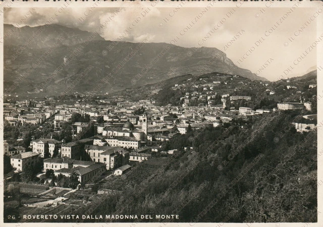 1938 ROVERETO vista dalla Madonna del Monte panorama montagna Trento Cartolina