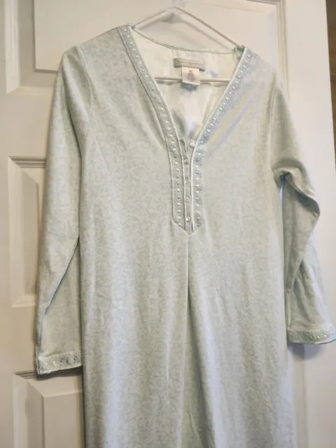 Earth Angels Womens Size Small Pale Blue Paisley Maxi Nightgown