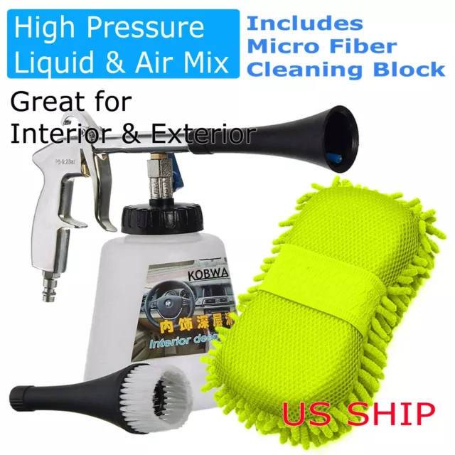 High Pressure Auto Car Air Pulse Cleaning Gun Brush Washer Foam Care Tool Kit