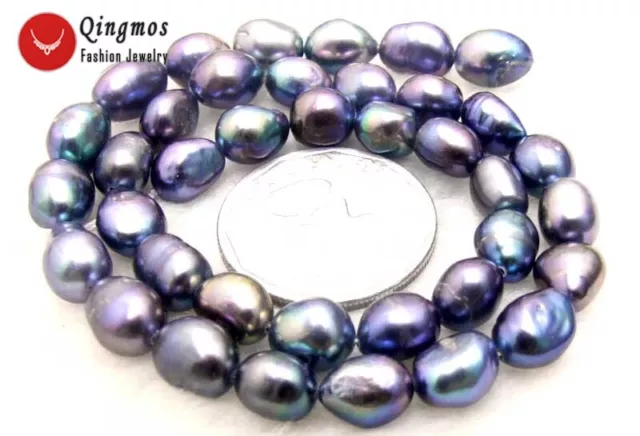 7-9mm Baroque Natural Black Pearl Loose Beads for Jewelry Making DIY Strands 14"