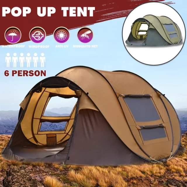 Waterproof Instant Beach Camping Tent 6 Person Pop up Tents Family Hiking Dome