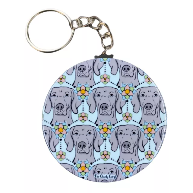 Weimaraner Keychain Retro Floral Dog Pet Portrait Accessories and Handmade Gifts