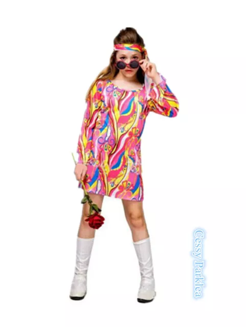 Childs Girl 80s Costume Totally Awesome Teen Neon Disco Retro Fancy Dress  Outfit
