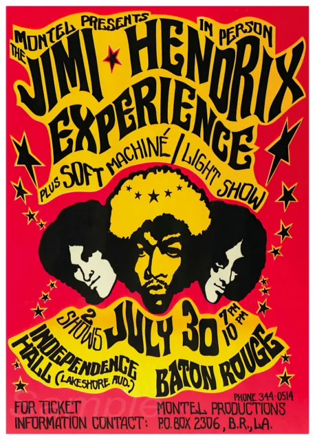 Vintage Jimi Hendrix Music Concert A4 Poster Print