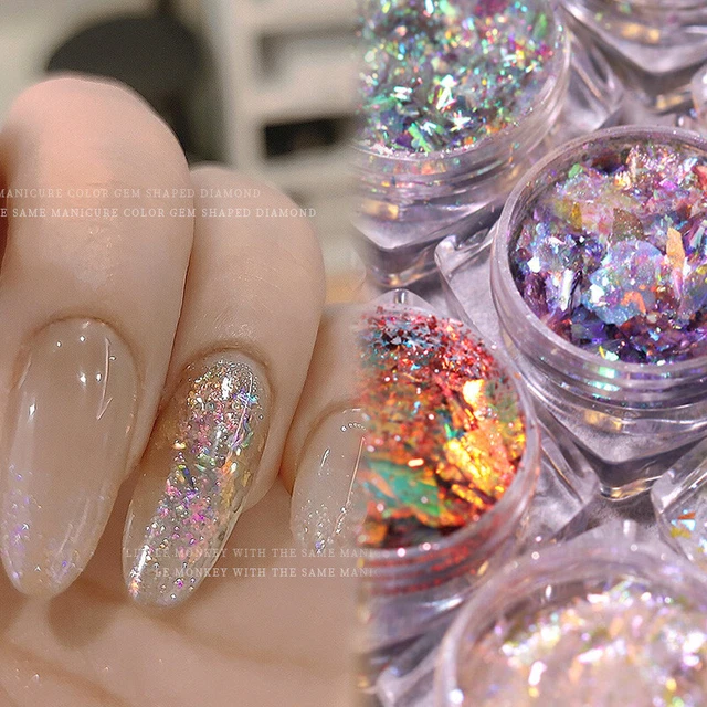 Olografico Aurora Lustrini Cristallo Opale Fiocchi Nail Polvere Sirena Brillan -