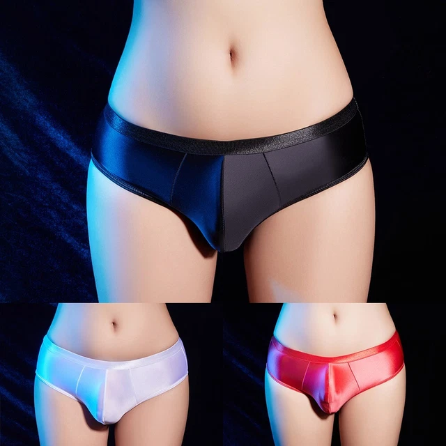 Comfy Fashion Mens Briefs Panties Pouch Shiny Oily Solid Thong All Seasons