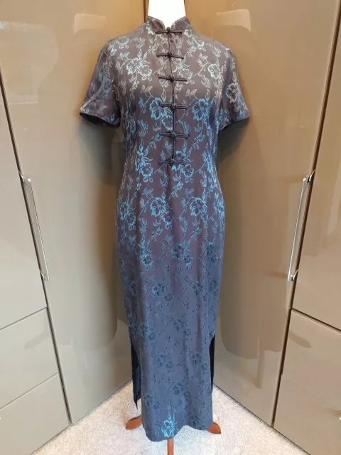MONSOON STUNNING ORIENTAL Cheongsam Long Blue Turquoise Dress 12 Silk Blend 28.00 PicClick UK