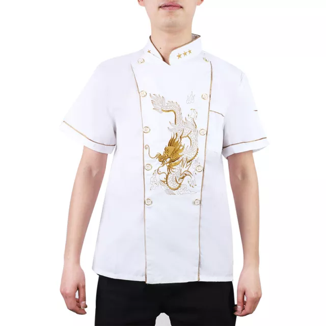 Chinese Style Chef's Uniform Jacket Short Sleeve Chef Coat For Men(XXL) New SD