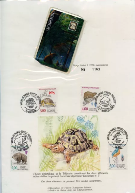 Encart Philatelique Et Telecarte La Protection De La Nature Animaux N° 3