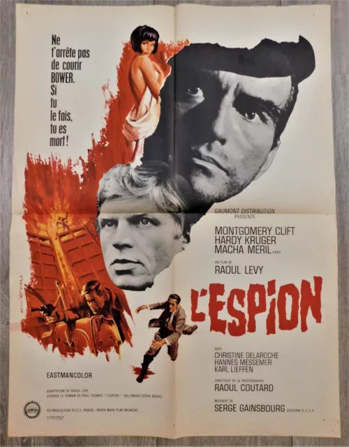 L'Espion Affiche ORIGINALE 40x60cm *15"23" 1966 Montgomery Clift Hardy Kruger