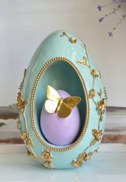 December Diamonds Easter Teal Egg With Butterfly Inside 14’’ Outdoor/Indoor