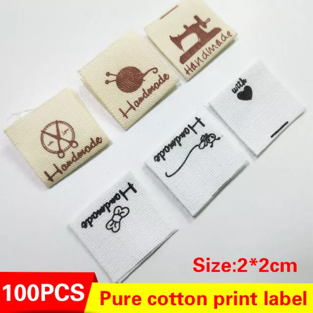 100pcs Personalised Clothing Garment Label Craft Sew In Handmade Tags 20mmx40mm