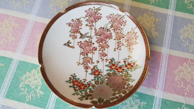 Antique Japanese Satsuma Porcelain Plate. Hand Painted. Maker Marked. Excellent