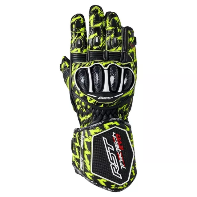 RST Tractech Evo4 CE Gloves Kangeroo Leather Motorcycle Dazzle Yellow