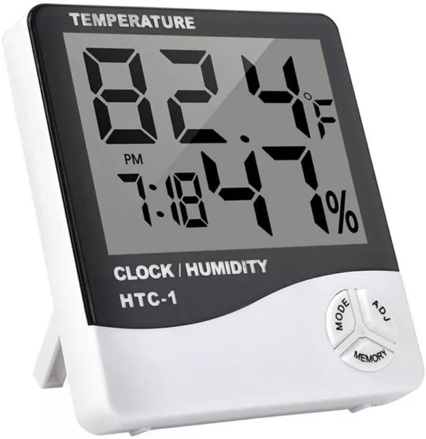 TERMÓMETRO INTERIOR Digital LCD Higrómetro Temperatura Humedad Reloj alarma 2