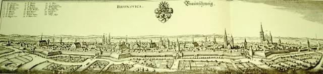 Braunschweig 1654: Druck einer alten Ansicht (Merian)