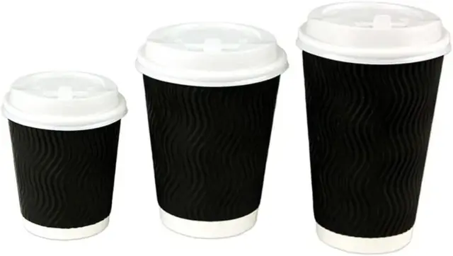 Packware Disposable Coffee Cups, Insulated Paper Ripple Wall Coffee Cups with...