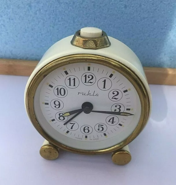 Vintage Mechanical Alarm Clock Ruhla German Germany GDR Old Collectible 1960s