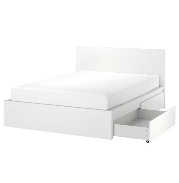 IKEA MALM DOUBLE Bed Frame with 2 Wheeled Storage Drawers £75.00