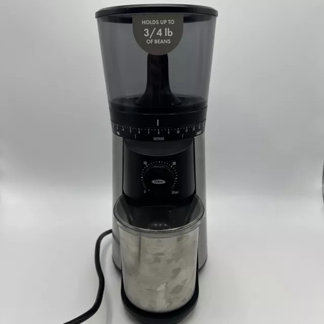 OXO Conical Burr Coffee Grinder 8717000 Stainless Steel TESTED WORKS 12oz Hopper