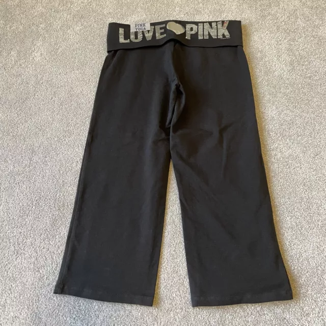 WOMENS VICTORIAS SECRET Pink Yoga Pants Size S Short Black Love Pink Bling  £14.27 - PicClick UK