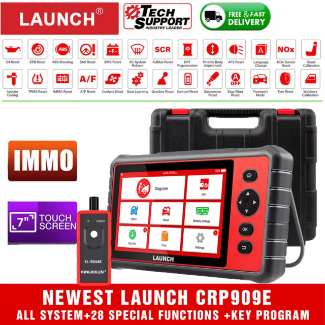 LAUNCH Scanner CRP909E OBD2 Car Diagnostic Tool Code Reader Injector Coding IMMO