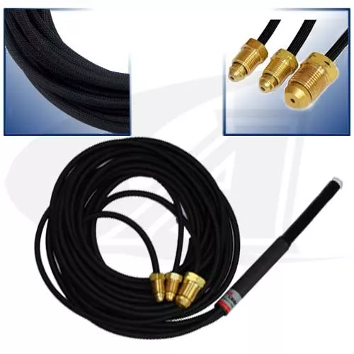 WP-25 200 Amp Water-Cooled TIG Torch Pack: 25' High-Flex Rubber Cable - Regular