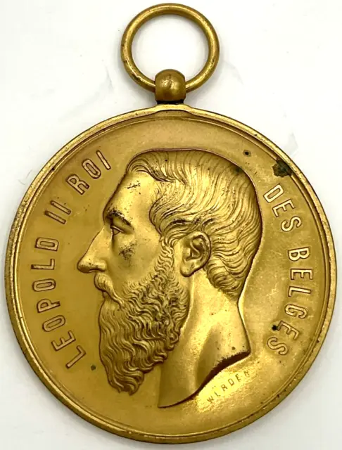 Leopold II Roi Des Belges Wurden Medallion Medal Belgium Arts Society Instrument