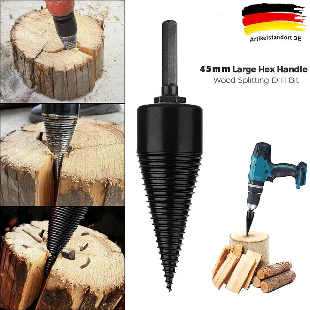 HOLZSPALTER KEGELSPALTER BOHRER DRILL KEGEL SPALTBOHRER FÜR BOHRMASCHINE 45mm