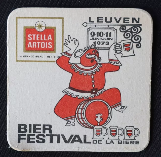 Sous-bock bière STELLA ARTOIS festival Leuven juin 1973 coaster Bierdeckel 12