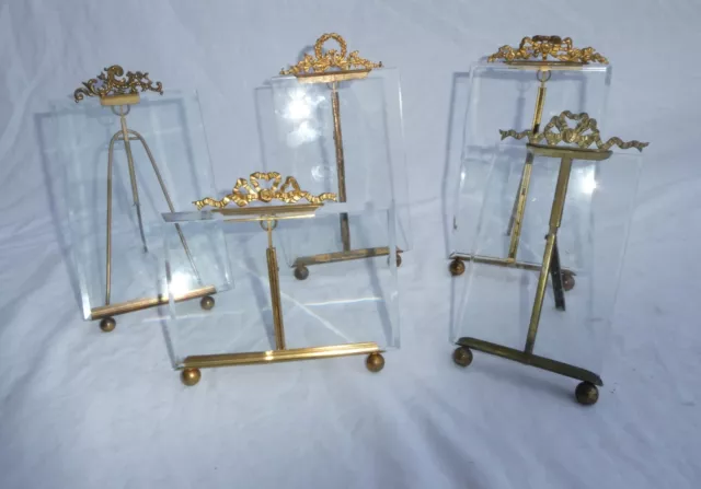 Collection Antique French Bevelled Glass Easel Photograph Frames Bow Top
