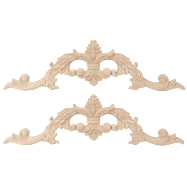 Furniture Decal 2Pcs European Style Household Wood Long Carving Applique Home