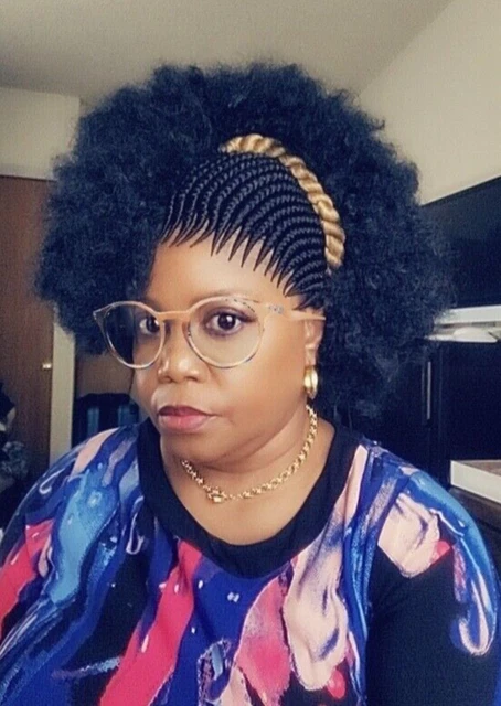 Fully Hand Braided box Afro Mohawk braids cornrow wig 1B/27