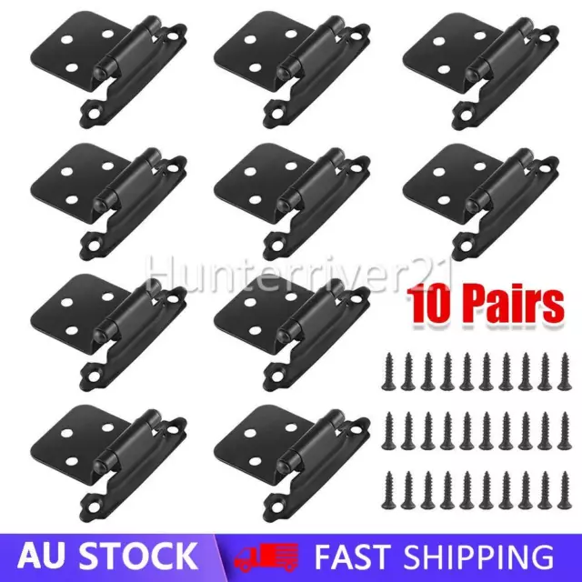 20X Self Closing Flush Mount Overlay Kitchen Cabinet Door Cupboard Hinges