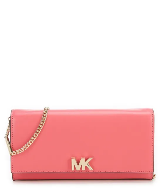 NWT Michael Kors Mott Large Clutch Gold Chain Bag Rose Pink $198 w/ gift receipt