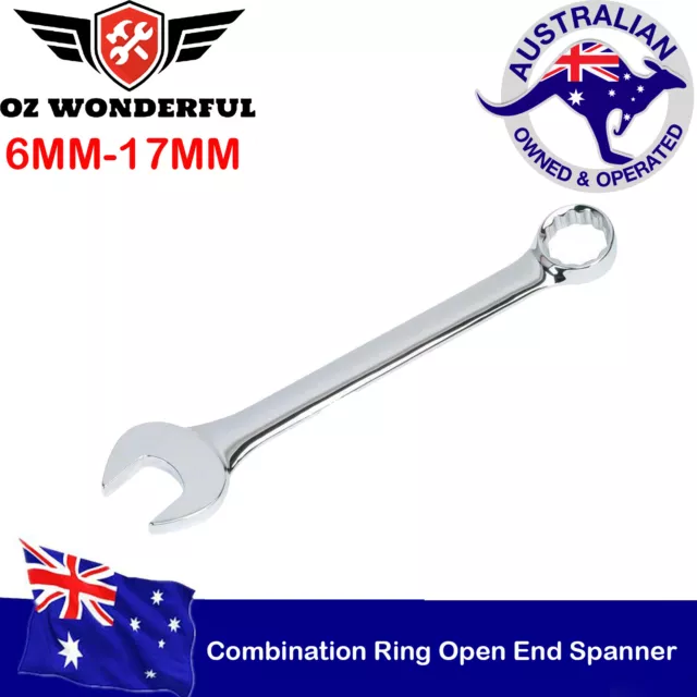 6MM-17MM Combination Ring Open End Spanner Wrench Fully Polished Individual Size