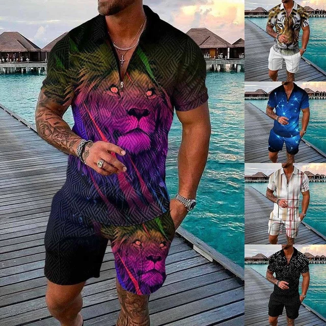 Pantaloni Corti Uomo Top Date Tuta da Ginnastica Set 2 Pezzo Ufficio Esterno
