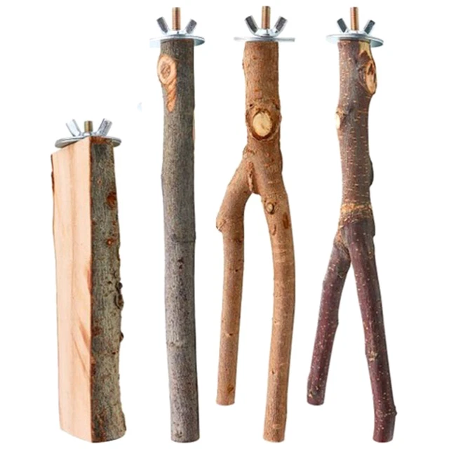 4 piezas Soporte de perca para pájaro Plataforma Rama de árbol Soporte Barra Perico Resistente a la mordedura