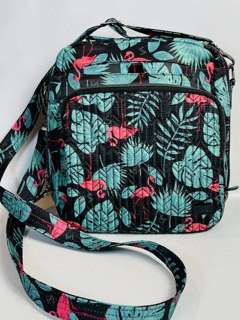 NEW Lug Ranger Crossbody Bag Black Flamingo Quilted RFID Blocking Purse NWOT