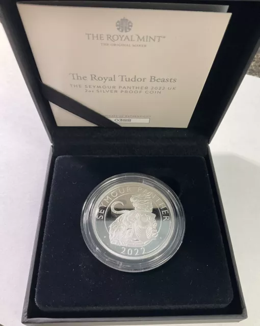 2022 2Oz .999 Silver Royal Tudor Beasts The Seymour Panther With Coa