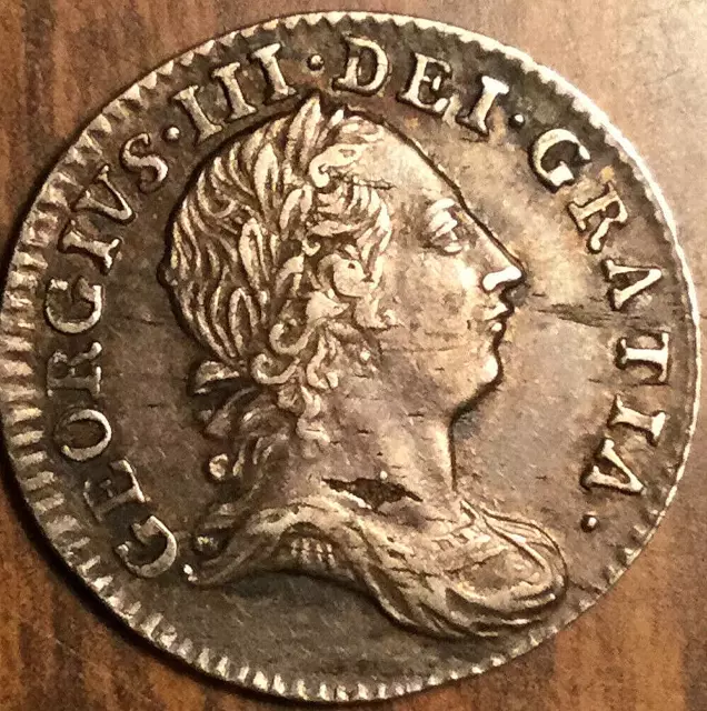 1763 Uk Gb Great Britain Silver Threepence Coin