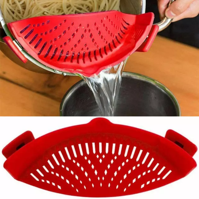 Kitchen Adjustable Snap Silicone Food Strainer Clip on Colander Heat Resistant