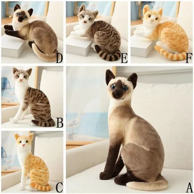 Cute Realistic Cat Plush Toy Lifelike Simulation Stuffed Animal Dolls Kids Gifts