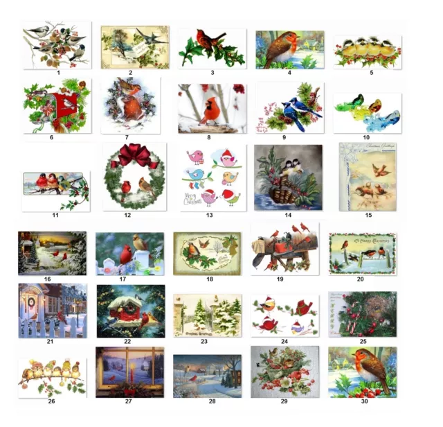 30 Personalized Return Address Christmas Birds Labels Buy 3 get 1 free (cs1)