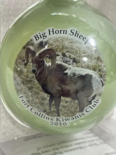 2010 Fort Collins Kiwanis Club Big Horn Sheep Christmas Ornament Green Holiday