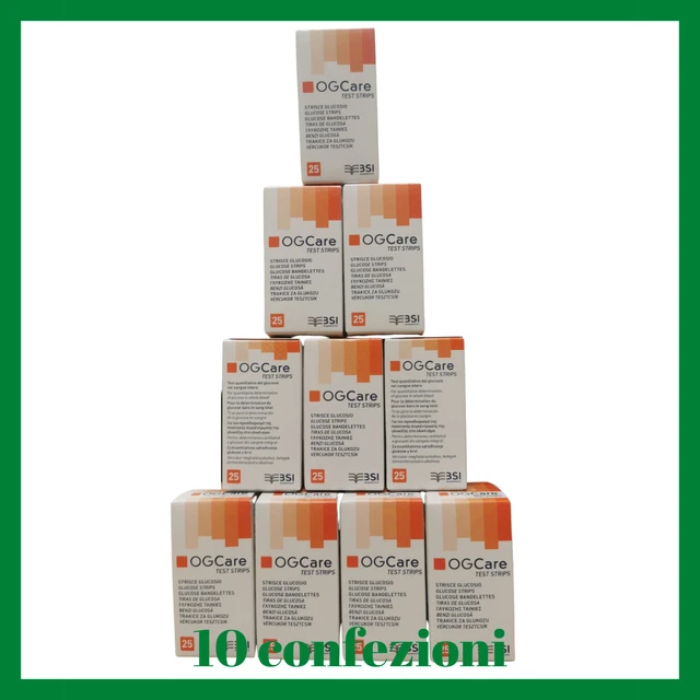 Og care strisce reattive per misurazione glicemia 10 confezioni